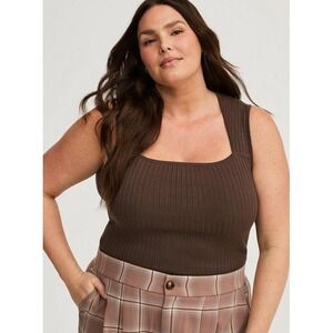 Torrid Womens Brown Ribbed Square Neck‎ Sleeveless Tank Top Plus Size 4